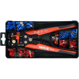 Кліщі для обтискання і зачистки проводів YATO. L=205 мм, 0,2- 6 мм², з наконечниками, 191 елем.