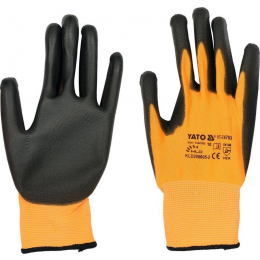 Рукавиці робочі з поліуретановою оболонкою YATO розмір 10, для користування смартфоном