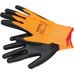 Рукавиці робочі з поліуретановою оболонкою YATO розмір 8, для користування смартфоном