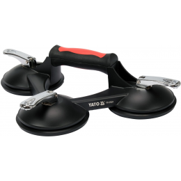 Присоска для монтажу скла потрійна (алюміній) YATO: 3-ри чашки Ø= 125 мм, m= 190 кг, 345х 282х 7 мм