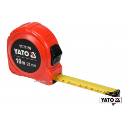 Рулетка YATO 10 м x 25 мм зі сталевою стрічкою і нейлоновим покриттям і подвійним блокуванням