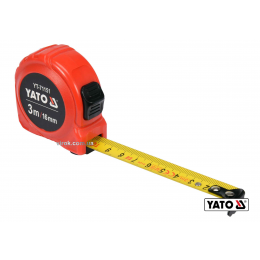 Рулетка YATO 3 м x 16 мм зі сталевою стрічкою і нейлоновим покриттям і подвійним блокуванням
