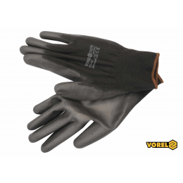 Рукавиці робочі чорні VOREL поліестер покритий поліуретаном розмір 9