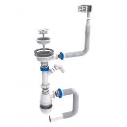 Cифон для кухонной мойки с пластиковым выпуском 3½