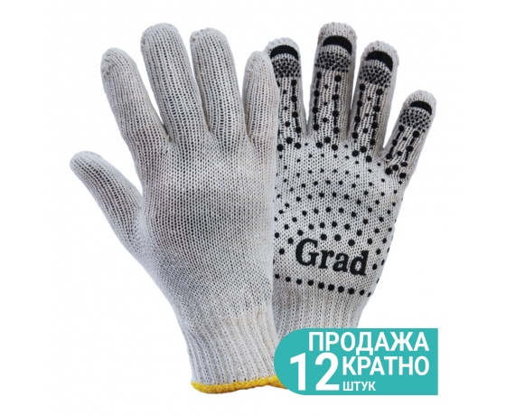 Фото 2 - Перчатки трикотажные с точечным ПВХ покрытием р10 (белые) КРАТНО 12 парам GRAD (9442715)