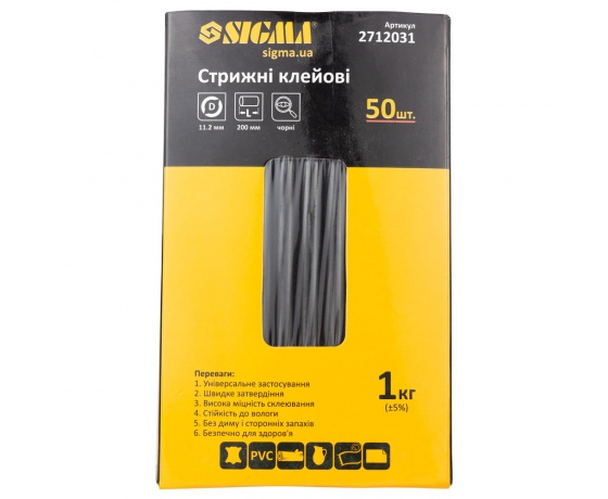 Фото 2 - Стержни клеевые Ø11.2×200мм 1кг (черные) SIGMA (2712031)