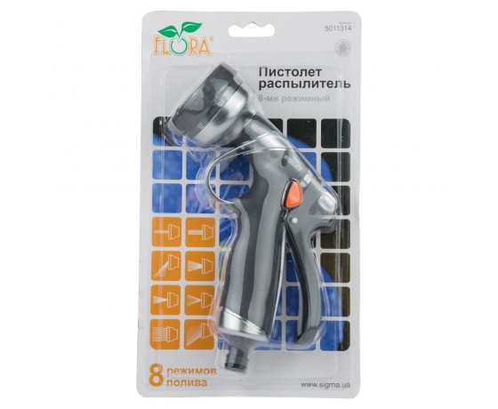Фото 12 - Пистолет-распылитель 8-ми режимный (AL+TPR) FLORA (5011314)