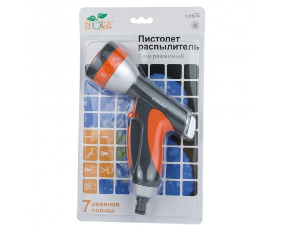 Фото 10 - Пистолет-распылитель 7-ми режимный (ABS+AL+TPR) FLORA (5011274)