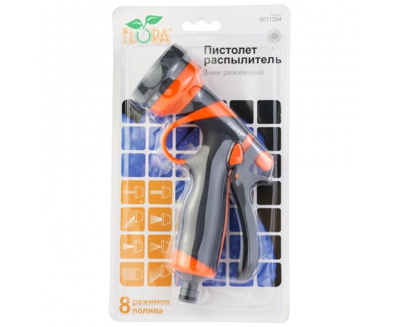 Фото 8 - Пистолет-распылитель 8-ми режимный (ABS+TPR) FLORA (5011354)