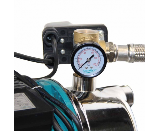 Фото 9 - Станция 1.1кВт Hmax 50м Qmax 60л/мин (самовсасывающий насос нерж) 50л Украина AQUATICA (775098/50)