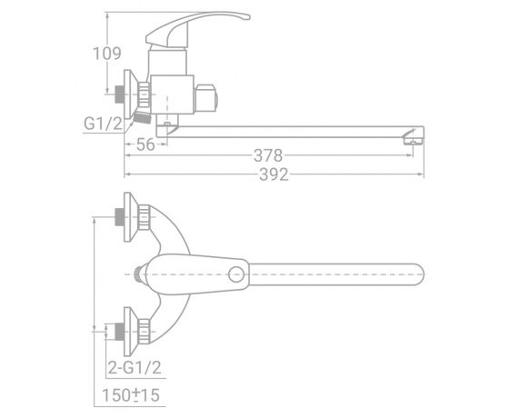 Фото 4 - Смеситель SD Ø40 для ванны гусак прямой 350мм дивертор встроенный картриджный TAU SD-2C243C (9804220)