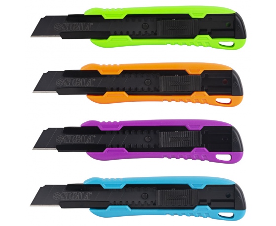 Фото 2 - Нож сегментный лезвие 18мм корпус ABS автоматический замок Color (усиленный) SIGMA (8211091)