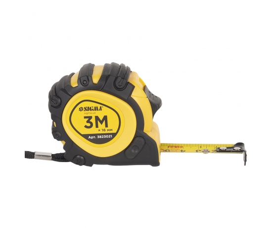 Фото 3 - Рулетка магнитная обрезиненная JT фиксатор+тормоз 3м×16мм SIGMA (3823021)