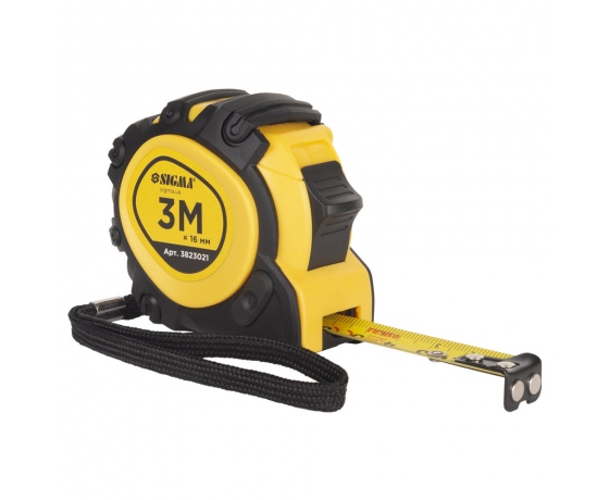 Фото 2 - Рулетка магнитная обрезиненная JT фиксатор+тормоз 3м×16мм SIGMA (3823021)