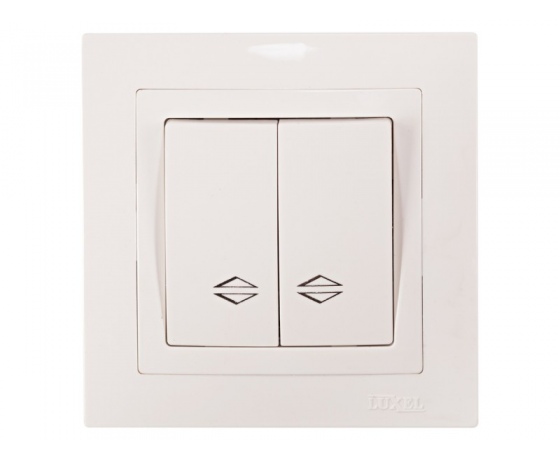 Фото 2 - Выключатель проходной  двойной Luxel BRAVO (5019) белый