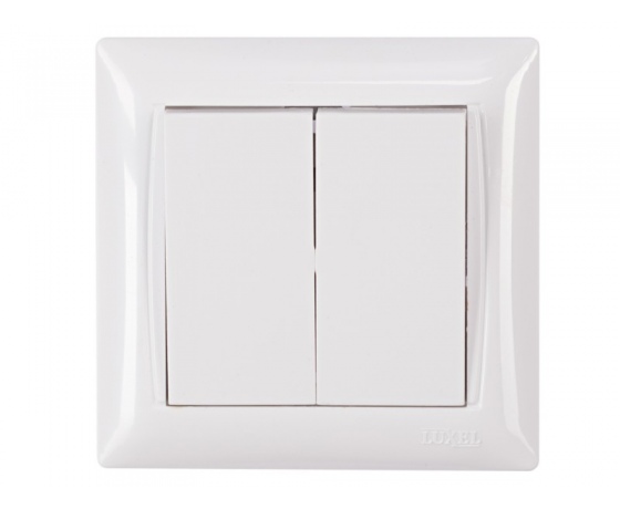 Фото 2 - Выключатель двойной Luxel PRIMERA (3003) белый