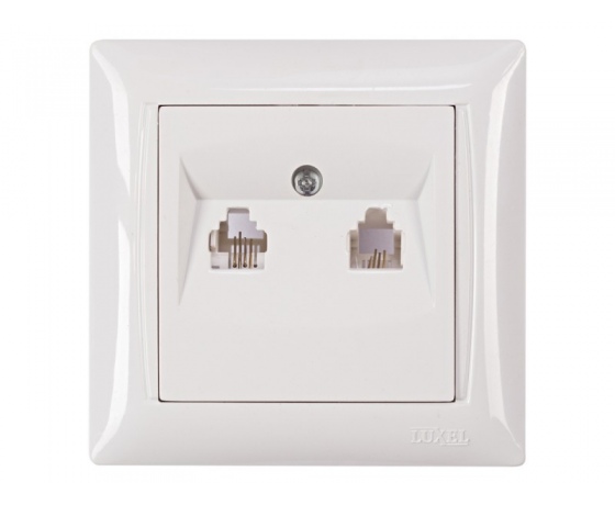 Фото 2 - Розетка телефонная двойная Luxel PRIMERA (3014) белая