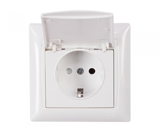 Фото 2 - Розетка с заземлением и крышкой Luxel PRIMERA (3011) белая