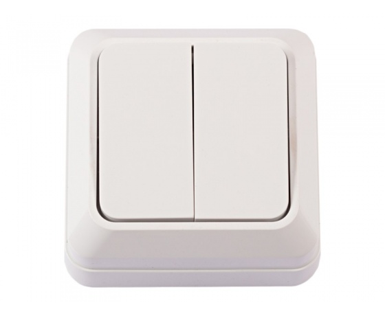 Фото 2 - Наружный выключатель двойной Luxel OPERA (2003) белый