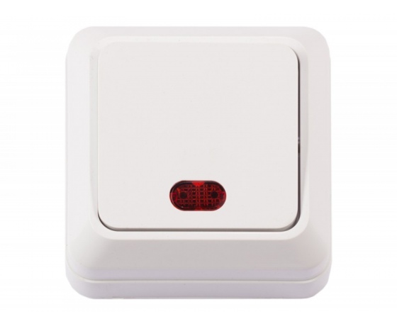 Фото 2 - Наружный выключатель с подсветкой Luxel OPERA (2005) белый