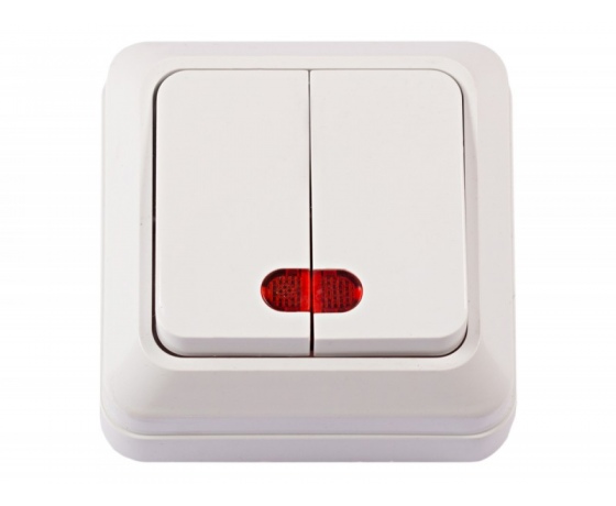 Фото 2 - Наружный выключатель двойной с подсветкой OPERA (2006) белый