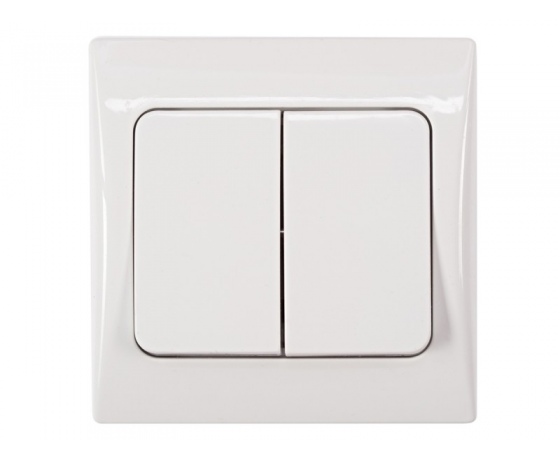Фото 2 - Двойной выключатель Luxel FAIRY (4003) белый