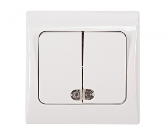 Фото 2 - двойной выключатель с подсветкой Luxel FAIRY (4006) белый