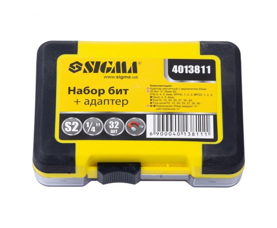 Фото 6 - Набор бит + адаптер 32шт S2 Chrome (кейс) SIGMA (4013811)