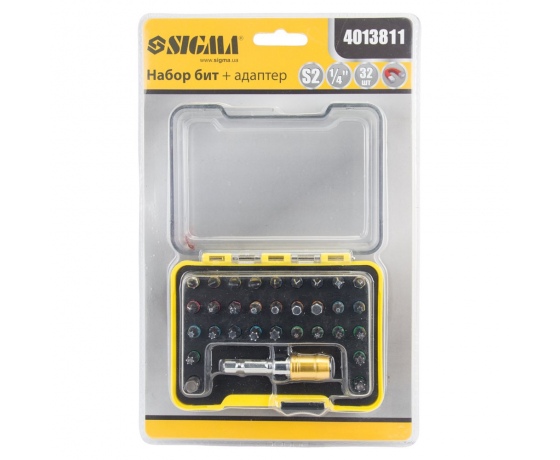 Фото 7 - Набор бит + адаптер 32шт S2 Chrome (кейс) SIGMA (4013811)
