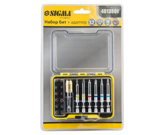 Фото 3 - Набор бит + адаптер 19шт S2 Chrome (кейс) SIGMA (4013801)