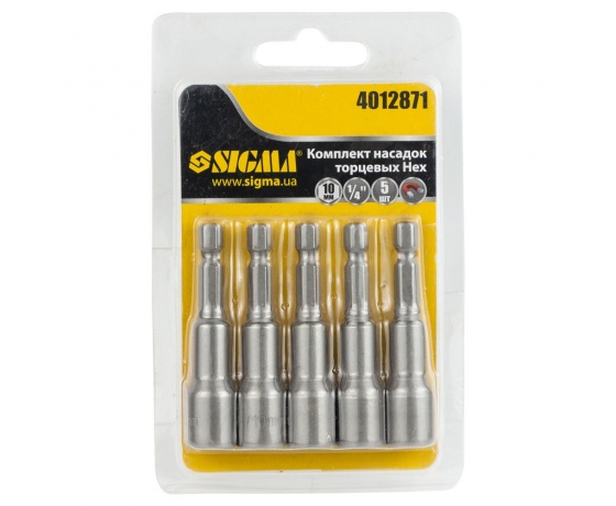 Фото 5 - Насадка торцевая магнитная 10×65мм 5шт (блистер) SIGMA (4012871)
