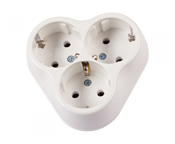 Фото 2 - Тройная розетка Luxel с заземлением (1021) белая