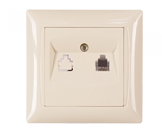 Фото 2 - Розетка телефонная Luxel PRIMERA (3310) кремовая