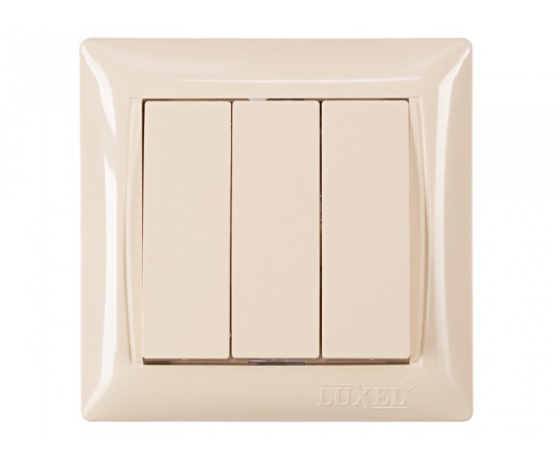 Фото 2 - Выключатель тройной Luxel PRIMERA (3313) кремовый