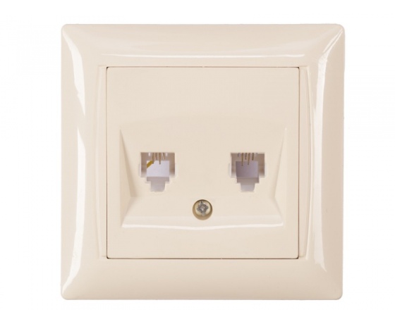 Фото 2 - Розетка телефонная двойная Luxel PRIMERA (3314) кремовая