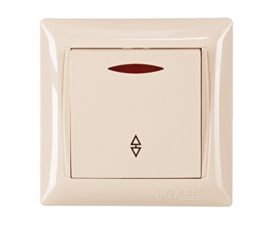 Фото 2 - Выключатель проходной с подсветкой Luxel PRIMERA (3316) кремовый