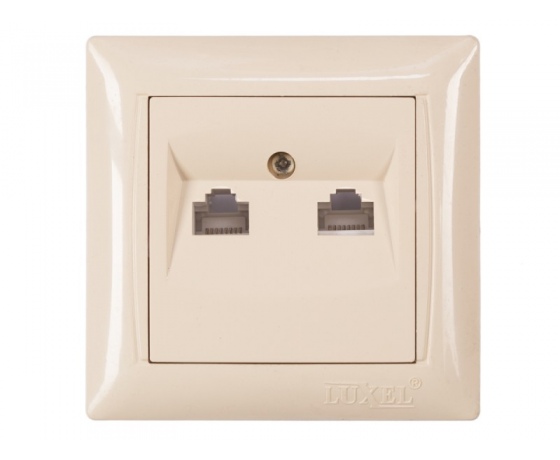 Фото 2 - Компьютерная розетка двойная Luxel PRIMERA (3328) кремовая