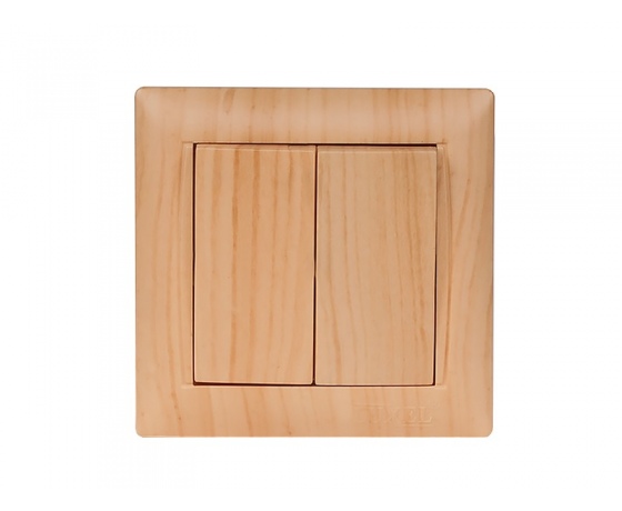 Фото 2 - Выключатель двойной Luxel PRIMERA (3803) сосна