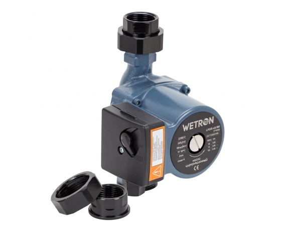 Фото 3 - Насос циркуляционный 100Вт Hmax 6м Qmax 75л/мин Ø1½ 180мм + гайки Ø1 WETRON (774532)