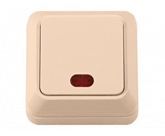 Фото 2 - Наружный выключатель с подсветкой Luxel OPERA (2305) кремовый