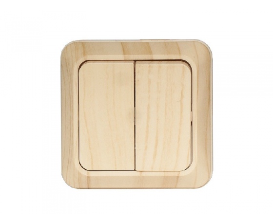 Фото 2 - Наружный выключатель двойной Luxel OPERA (2803) сосна