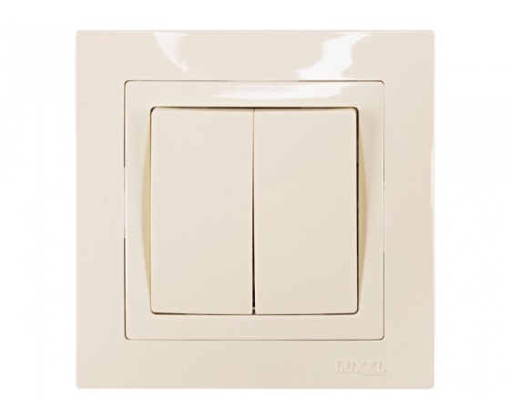 Фото 2 - Выключатель двойной Luxel BRAVO (5303) кремовый