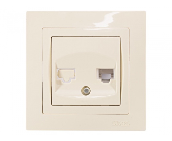 Фото 2 - Розетка телефонная Luxel BRAVO (5310) кремовая