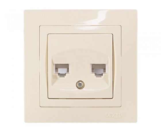 Фото 2 - Розетка телефонная двойная Luxel BRAVO (5314) кремовая