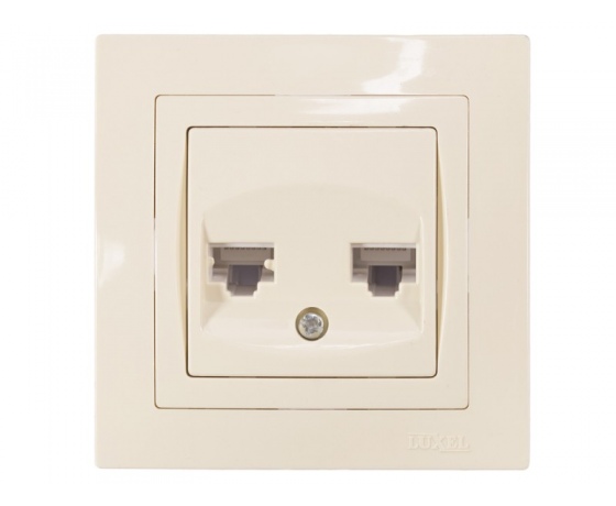 Фото 2 - Компьютерная розетка двойная Luxel BRAVO (5328) кремовая