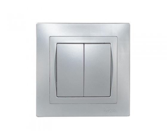 Фото 2 - Выключатель двойной Luxel BRAVO (5503) серебряный