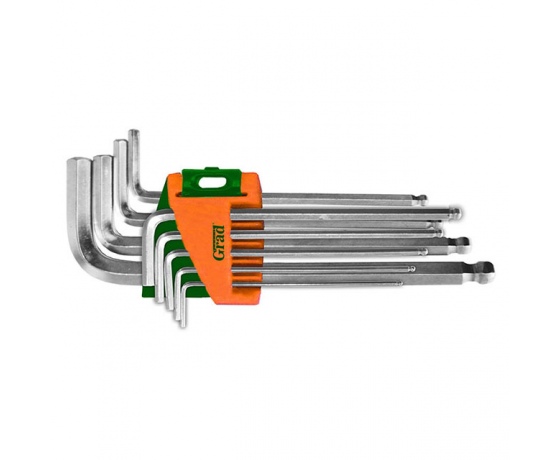 Фото 2 - Ключи шестигранные 9шт 1.5-10мм CrV (средние шар) GRAD (4022185)