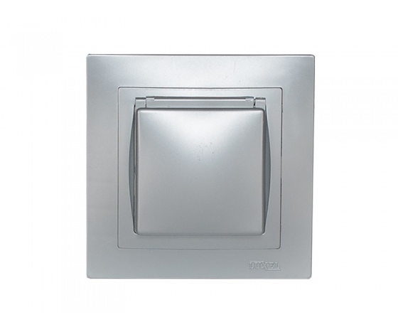 Фото 2 - Розетка с заземлением и крышкой Luxel BRAVO (5511) серебряная