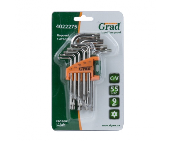 Фото 4 - Ключи TORX 9шт T10-T50мм CrV (короткие с отвер) GRAD (4022275)