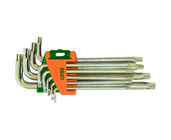 Фото 2 - Ключи TORX 9шт T10-T50мм CrV (средние с отвер) GRAD (4022285)